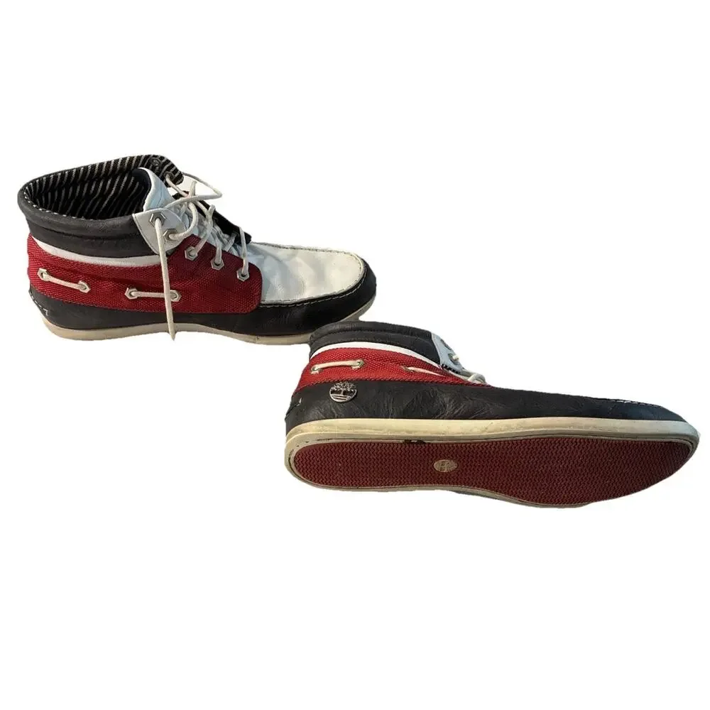 Timberland Newmarket Mens Red White Blue Chukka Boots 28569 Size US 10.5 M